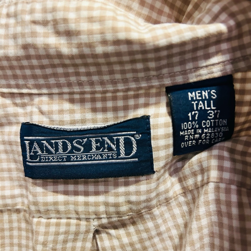 Lands' End Men's Gingham Button-Down Shirt